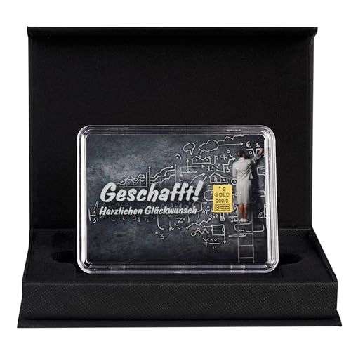 Edles Geschenk: Goldbarren 1g in schwarzer Box - Perfekt zur Prüfung!