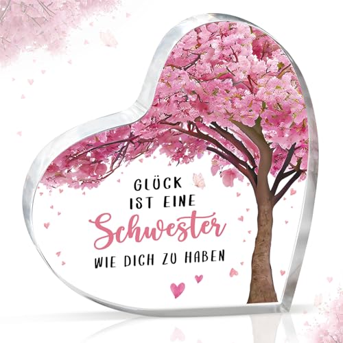 Einzigartige Herzförmige Acryl Heimdekoration für Schwester - Perfektes Geschenk zum Geburtstag!