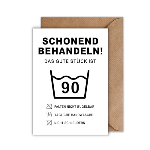 Originelle Geburtstagskarte zum 90. Geburtstag für Senioren – Mit witziger Pflegeanleitung