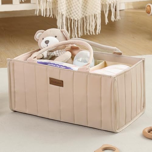 Praktischer Wickeltisch-Organizer für Mütter: Baby-Aufbewahrungskorb mit Windeltasche und herausnehmbaren Fächern.