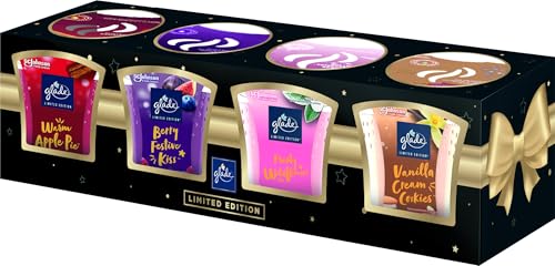 Verwöhnen Sie Ihre Sinne mit dem Glade Geschenkset: 4 Winterduftkerzen im Glas!