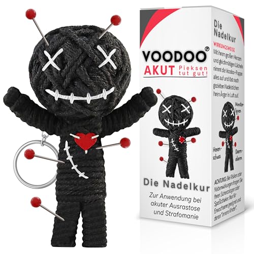 Entspannter Bürospaß: GLÜCKSGUT® Voodoo Puppe mit Nadeln in Geschenkbox und Anleitung