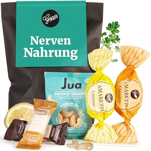 Anti-Stress Geschenkset: Fleur de Sel Cashewnüsse & Konfektkunst - Perfekt für Entspannung im Alltag!