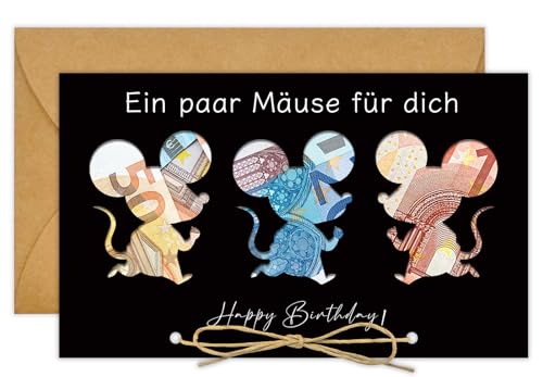 Originelle Geldgeschenkverpackung für Geburtstage mit lustiger Karte und Umschlägen.