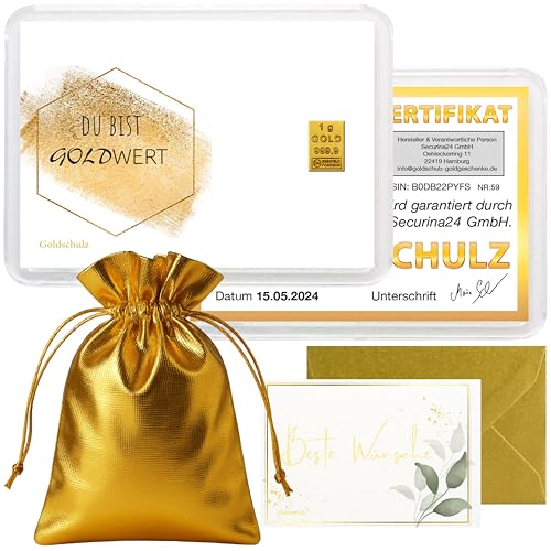 Edler Goldbarren 1g in Motivbox mit Echtheitszertifikat - Perfektes Geschenk!