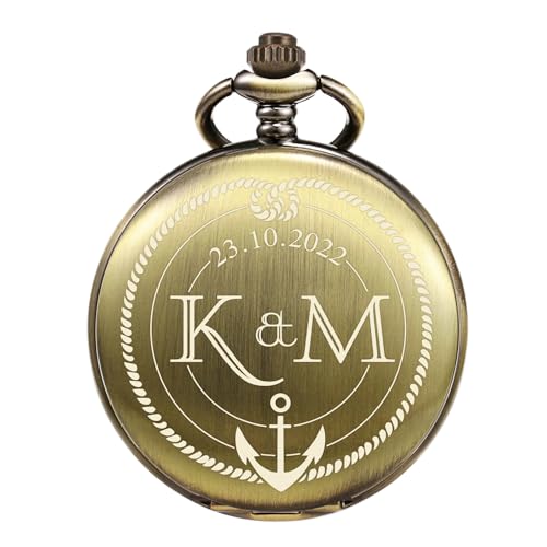 Personalisierte TREEWETO Taschenuhr für Paare - Hochzeitsgeschenk mit Gravur, Kompass & Knoten