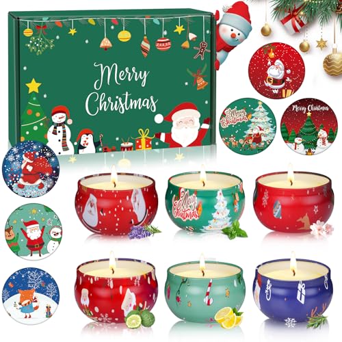 Feine Weihnachtsduftkerzen Geschenkset - 6 Stück, Sojawachs, im Glas