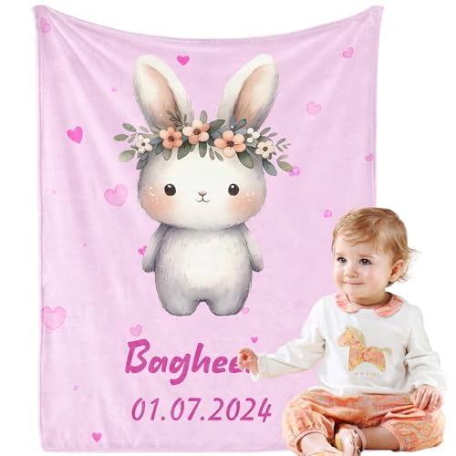 Personalisierte Babydecke mit Namen: Kuschelige Geschenkidee für Neugeborene, Jungen und Mädchen.