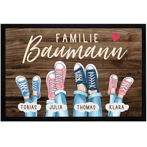 Personalisierte Fußmatte für Familien mit bis zu 4 Kindern - individuell gestaltbar!