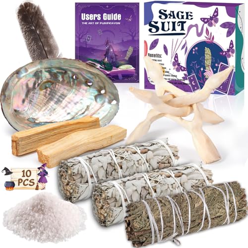 Kraftvolles Räucherset: Salbei, Zeder, Palo Santo, Abalone-Muschel für energetische Reinigung