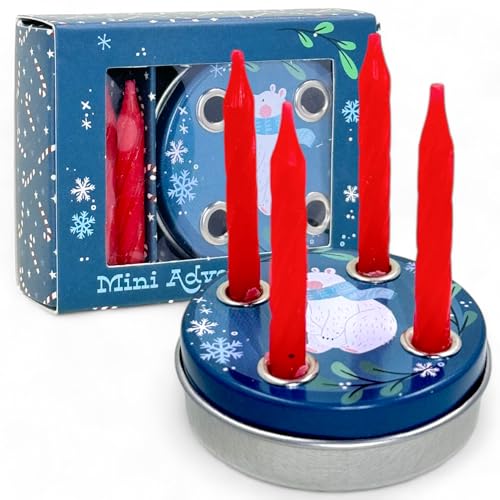 Kompakter Pocket Adventskranz to go mit Mini-Kerzen - Traditionelles Geschenk für unterwegs