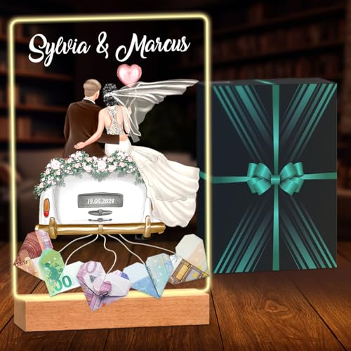 Personalisiertes Geldgeschenk zur Hochzeit mit LED Beleuchtung - Originelles Brautpaar Geschenk