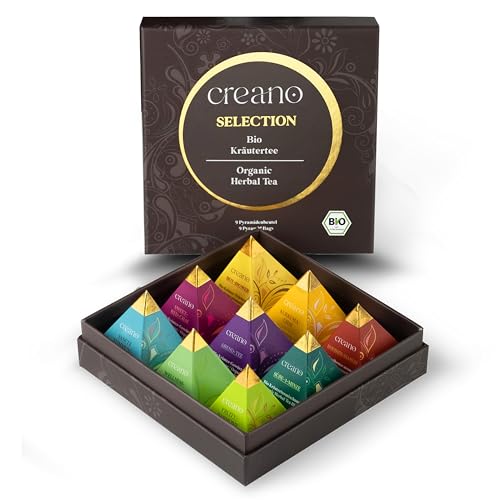 Entdecke die Vielfalt von Creano Bio Kräutertee "ORGANIC HERBAL TEA" - 9 Sorten, 9 Pyramidenbeutel