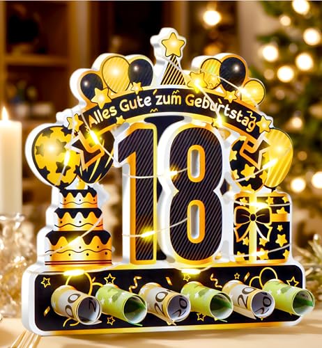 Originelles Geldgeschenk mit LED Lichterkette zum 18. Geburtstag für Mädchen und Jungen
