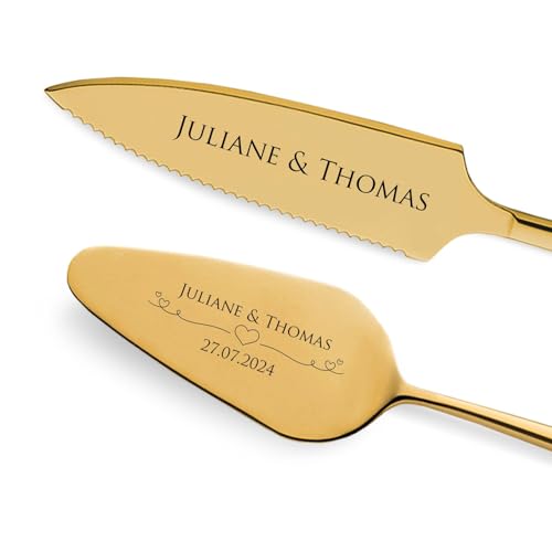 Personalisierter Tortenheber und Messer mit Gravur - Hochzeitsgeschenk aus Edelstahl