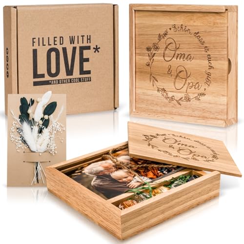 Personalisierte Fotobox für Großeltern | Jubiläumsgeschenk mit Gravur | Erinnerungsbox für Oma und Opa
