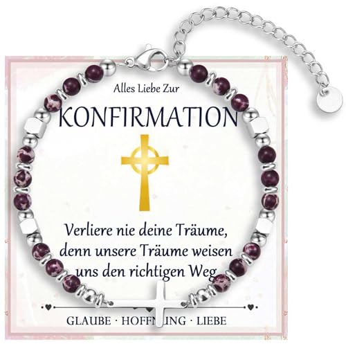 Kreuz Armband: Perfektes Konfirmationsgeschenk für Mädchen in edlem Lila