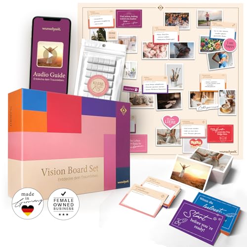Manifestiere deine Träume: Vision Board Set mit 162 Karten & XL-Poster
