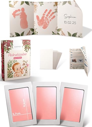 Personalisiertes Baby Abdruckset in Rosa für 0-6 Monate inkl. Stempelpads
