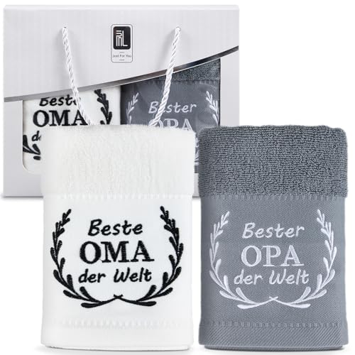 Bestickte Baumwoll-Handtücher für die besten Großeltern der Welt!
