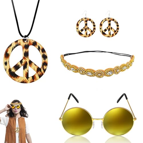 Vintage Hippie Accessoires Set für Damen - Perfekt für Retro-Partys!