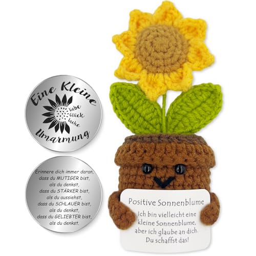 Kreative Strickwolle Sonnenblume Puppe - Kleines Glücksbringer Geschenk für besondere Anlässe