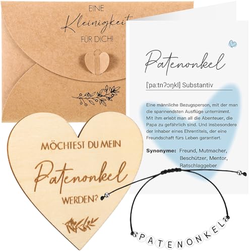 Frage deinen Freund: Möchtest du mein Patenonkel werden? Geschenkset mit Armband und Karte