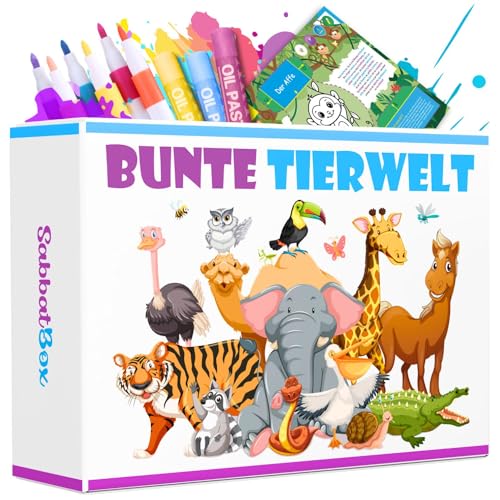 Kreative Bastelbox für Kinder: Malen und Basteln mit 48 Farbstiften & Kreiden