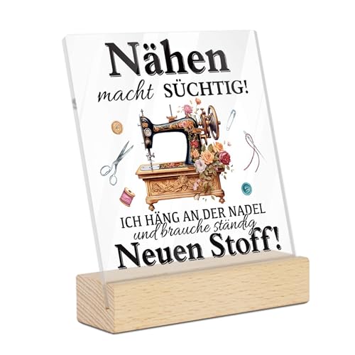 Nähen macht süchtig: Dekoratives Acrylschild für Nähzimmer und Schneideratelier
