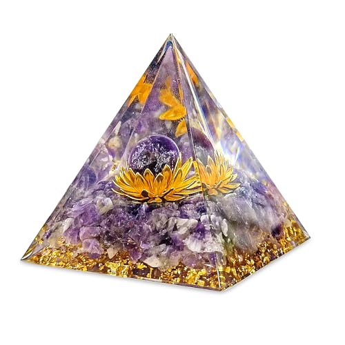 Energie-Pyramide mit Amethyst, Obsidian, für positive Reiki-Energie, Esoterik-Geschenk