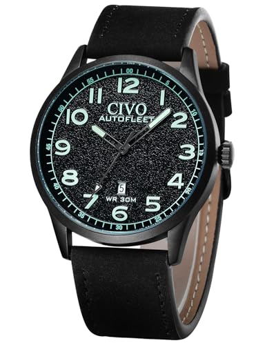 Stilvolle CIVO Militäruhr für Herren mit Lederarmband - Klassisches Design, leicht lesbar