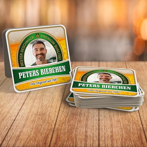 Individuelle Foto Bierdeckel: Personalisierbar mit Text und Bild | Perfektes Geschenk