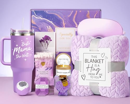 Verwöhnpaket für Mama: Kaffee- und Weinbecher mit Kuscheldecke, perfektes Geschenk zum Geburtstag oder Muttertag
