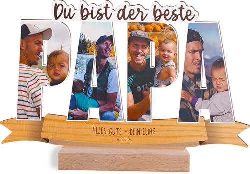 Personalisiertes Foto Holzbild mit Sockel - Perfektes Geschenk für den besten Vater!