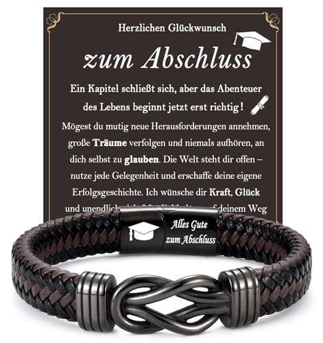 Personalisiertes Lederarmband: Ideales Abitur-Geschenk für Jungs - Graviertes Abschlussarmband.