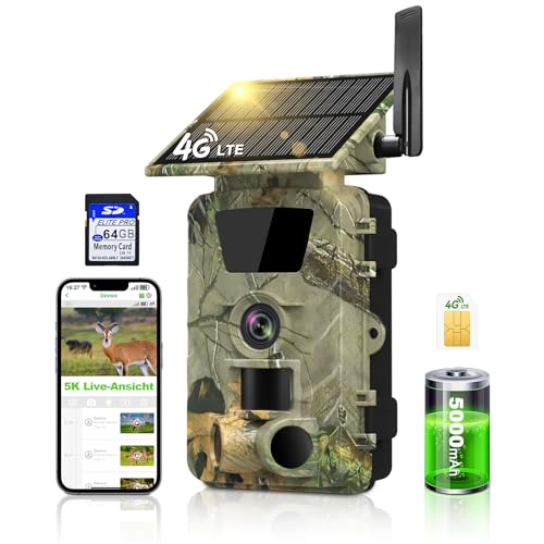 Neue Generation 4G LTE Wildkamera mit Solar, 60MP Video, Live Übertragung