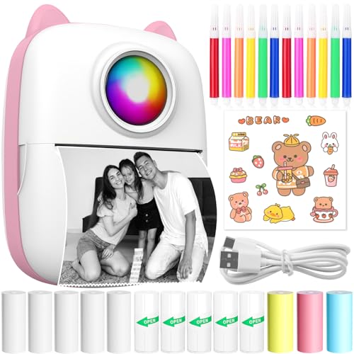 Kompakter Mini-Fotodrucker in Rosa für Smartphone, iOS & Android - Perfekt als Geschenk!