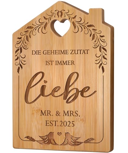 Personalisiertes Bambus-Schneidebrett für Hochzeitsgeschenke 2025 - Originelles Geschenk für Braut und Bräutigam
