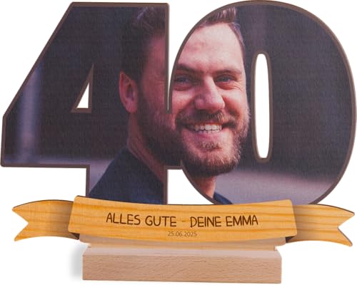 Personalisiertes Holzbild zum 40. Geburtstag - Deko für Männer und Frauen