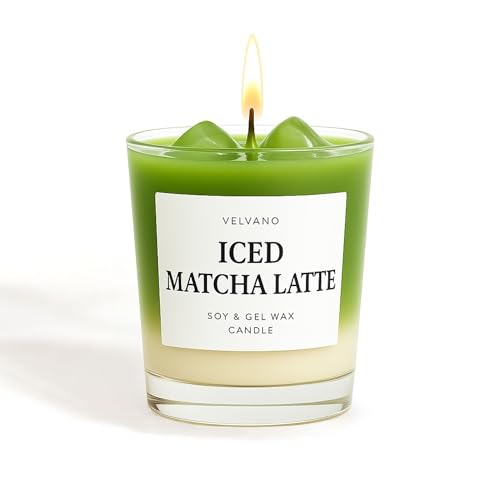 Handgegossene Velvano Duftkerze: Iced Matcha Latte aus Soja- & Gelwachs - Matcha-Duft