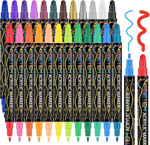 Kreative Acrylstifte Set - 24 Farben, Hochwertige Marker für verschiedene Oberflächen