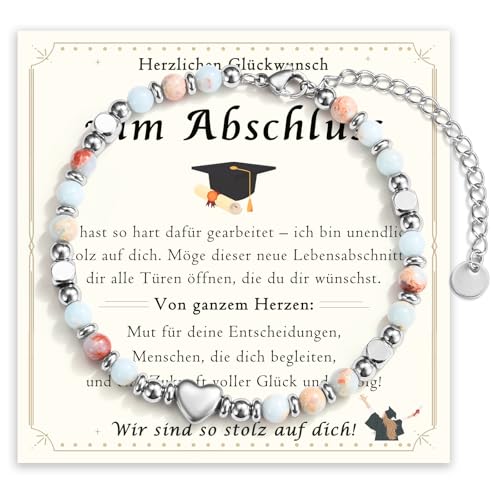 Perfektes Abschlussgeschenk für Mädchen: Armband zum Schulabschluss mit Geschenkbox, für Abitur Bachelor Master.