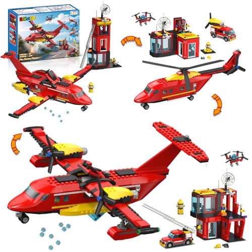 Entdecke HiWEEGO 3 IN 1 City Löschflugzeug Bauspielzeug - Perfektes Geschenk für Kinder!