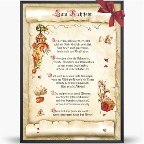 Hochwertige Staffelei Glückwunschkarte A4 mit lustigem Gedicht - Perfektes Richtfestgeschenk!