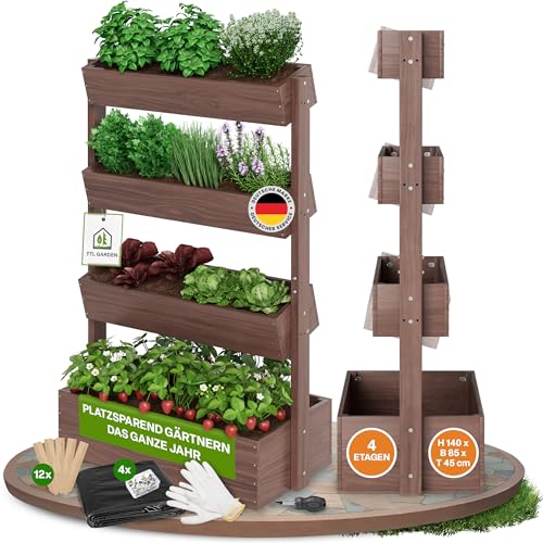 Vertikales Hochbeet aus wetterfestem Tannenholz - Perfektes Geschenk für Balkon und Garten