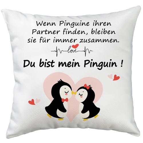 Lustiger Pinguin Kissenbezug 45x45cm - Perfektes Geschenk zum Jahrestag und Valentinstag!