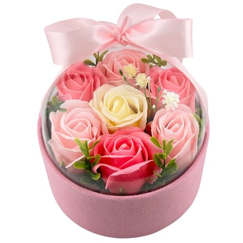 Handgefertigte Seifenblumenstrauß in Geschenkbox - Luxuriöse Rosen, duftend und dekorativ