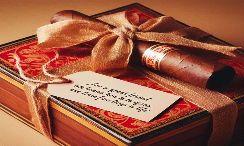 Eine Zigarrenbox als Geschenk verpackt