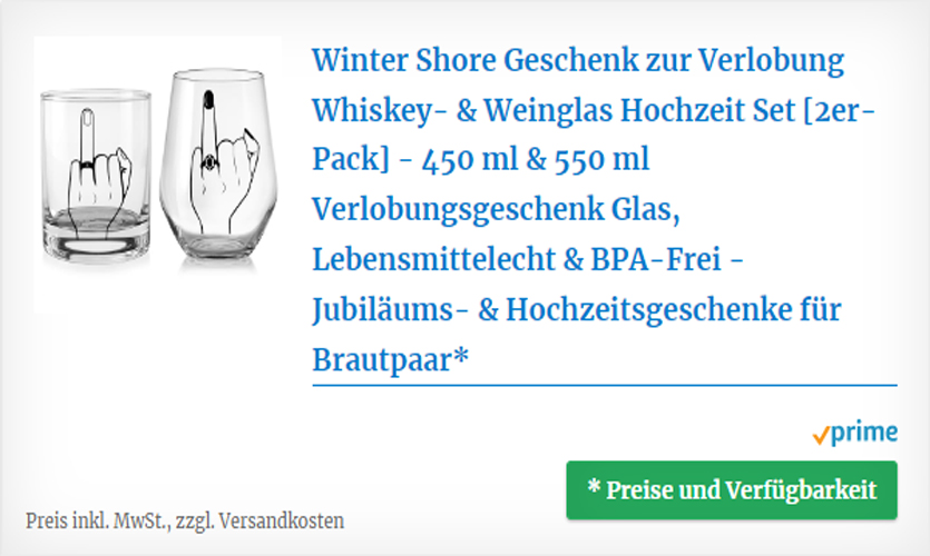 Witziges Whiskey- & Weinglas Hochzeit Set