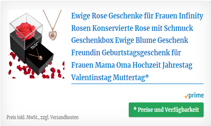 Geschenke für deine Frau Infinity Rosen mit Schmuck